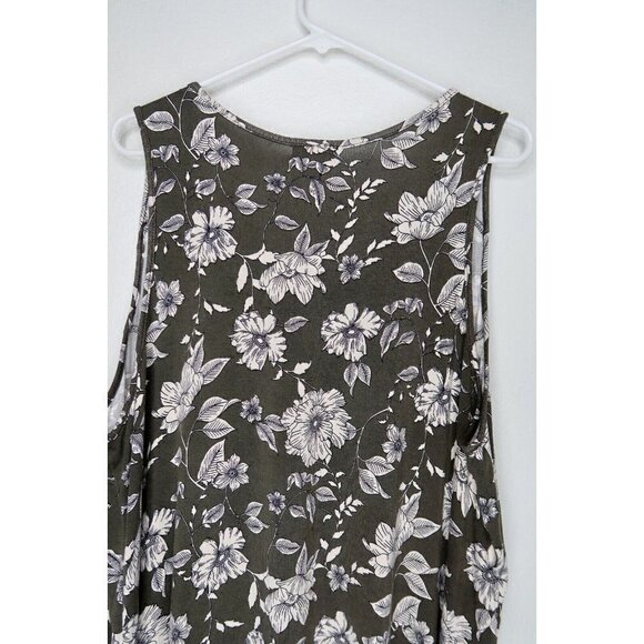 Maurices Olive Green Floral Crochet Neck Sleeveless Tank Top Women's Size 2 Boho - Picture 6 of 9